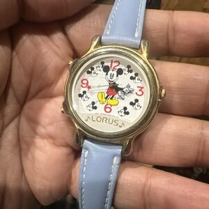 Working Lorus Quartz Mickey Mouse Music Watch V422-0010 Dancing Stick 34mm Fit 7